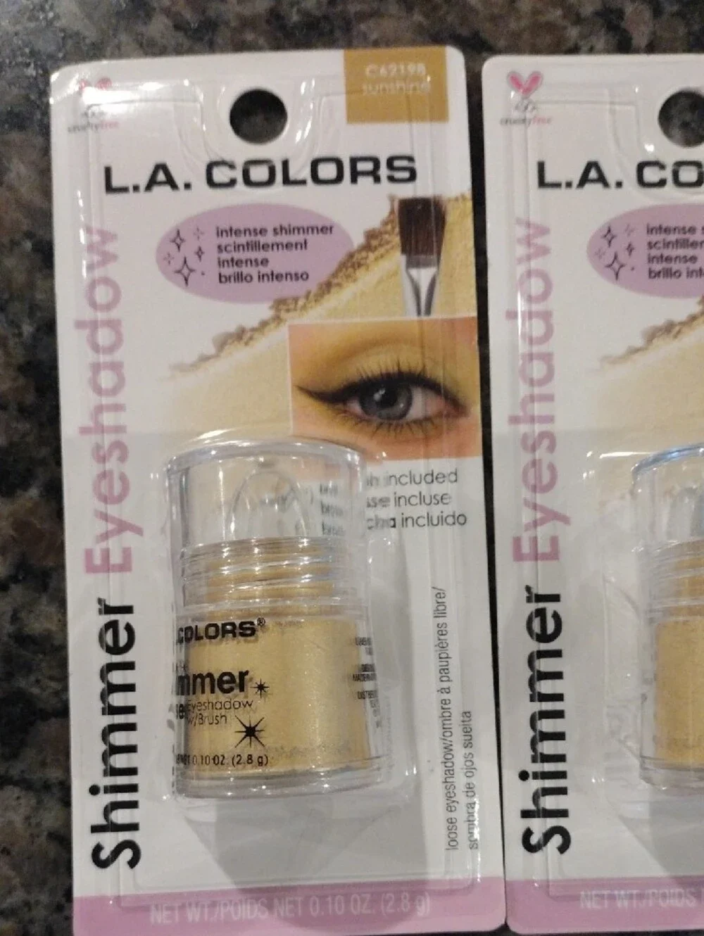 Lot of 2 L.A COLORS Shimmer Loose Eyeshadow both Sunshine Gold 0.10 oz new